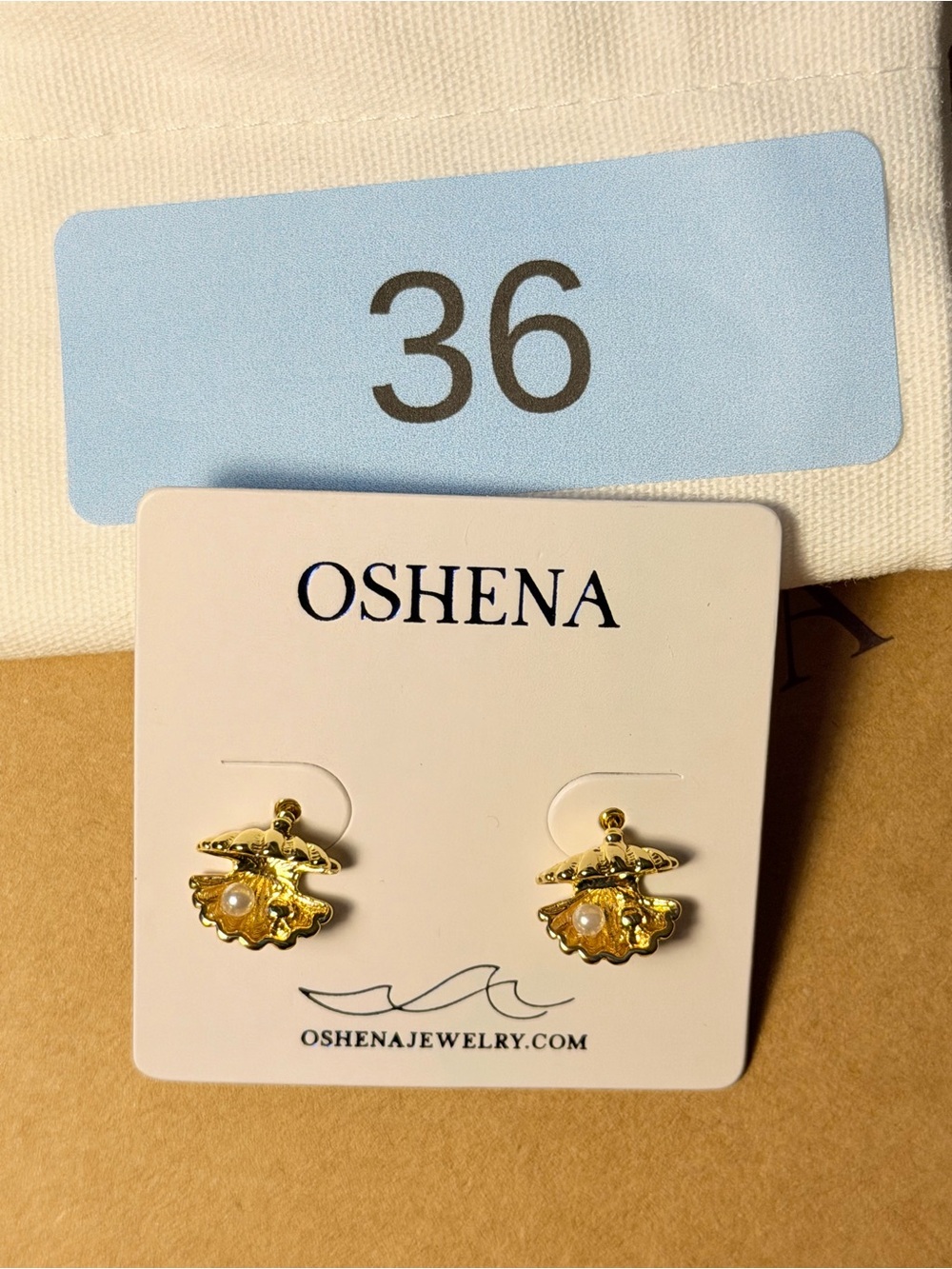 Oshena Pearl Treasure Clam Stud Earrings